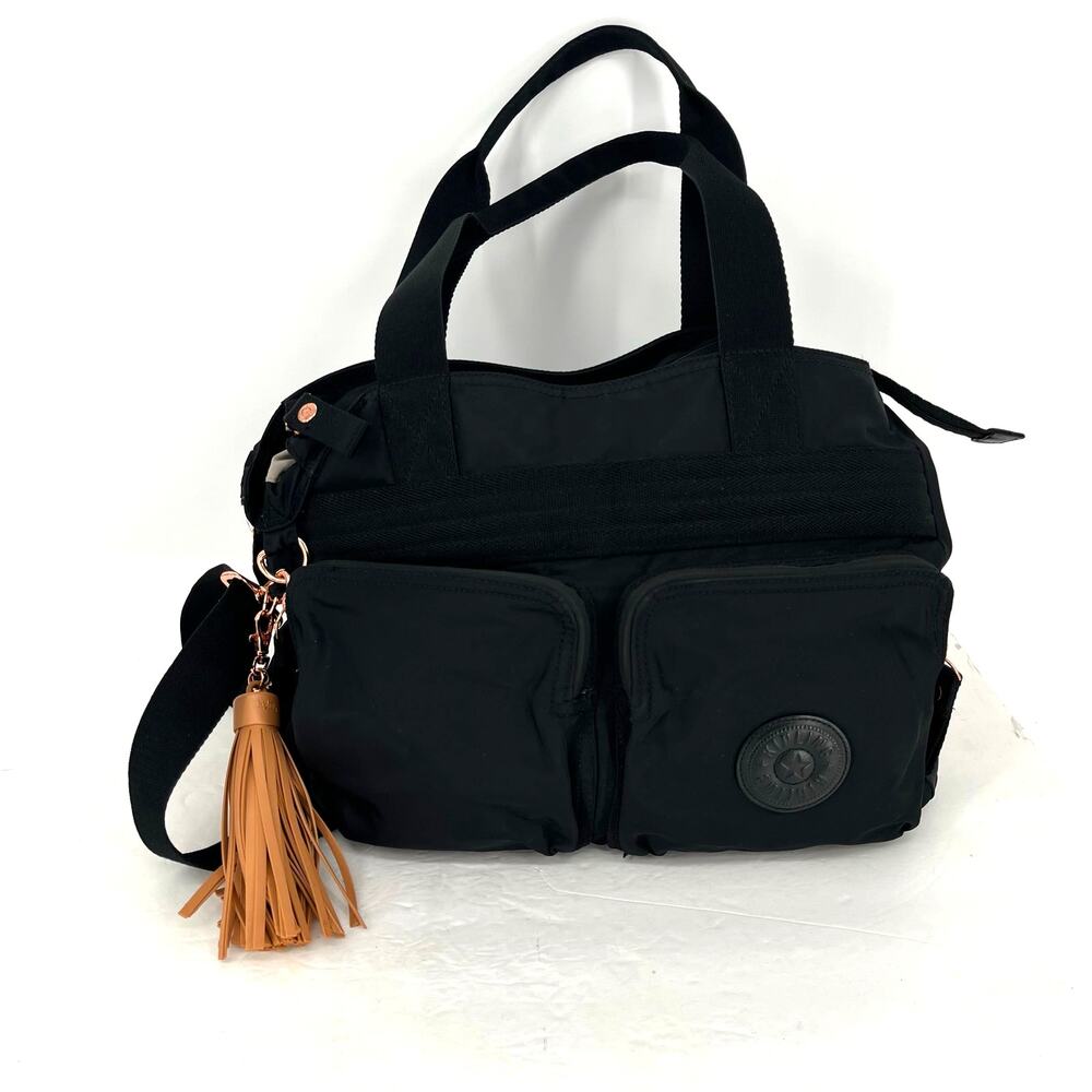 Kipling Esiana Black Nylon Tote Crossbody Bag Multi Pocket Rose Gold - Picture 2 of 9